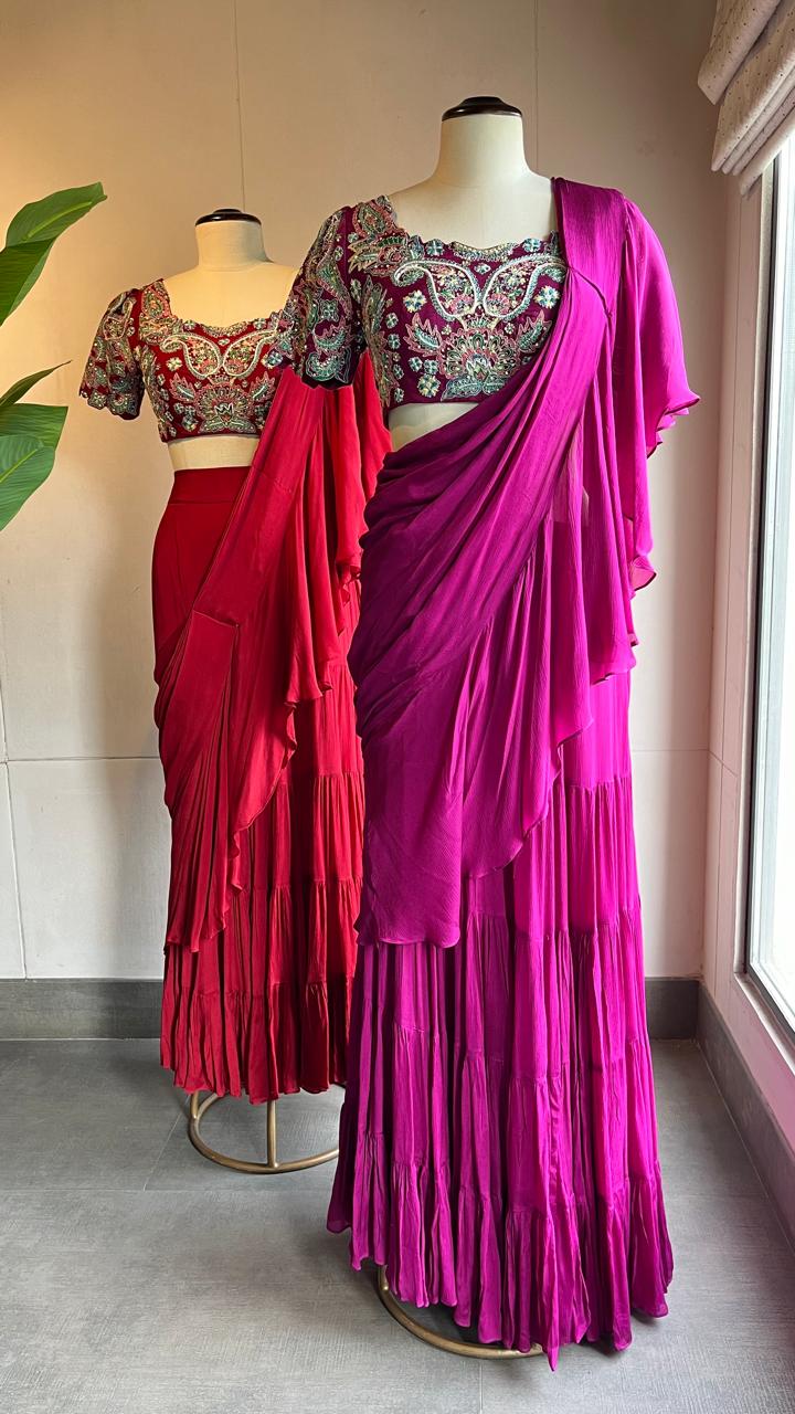 Sarees pre draping RUFFELS